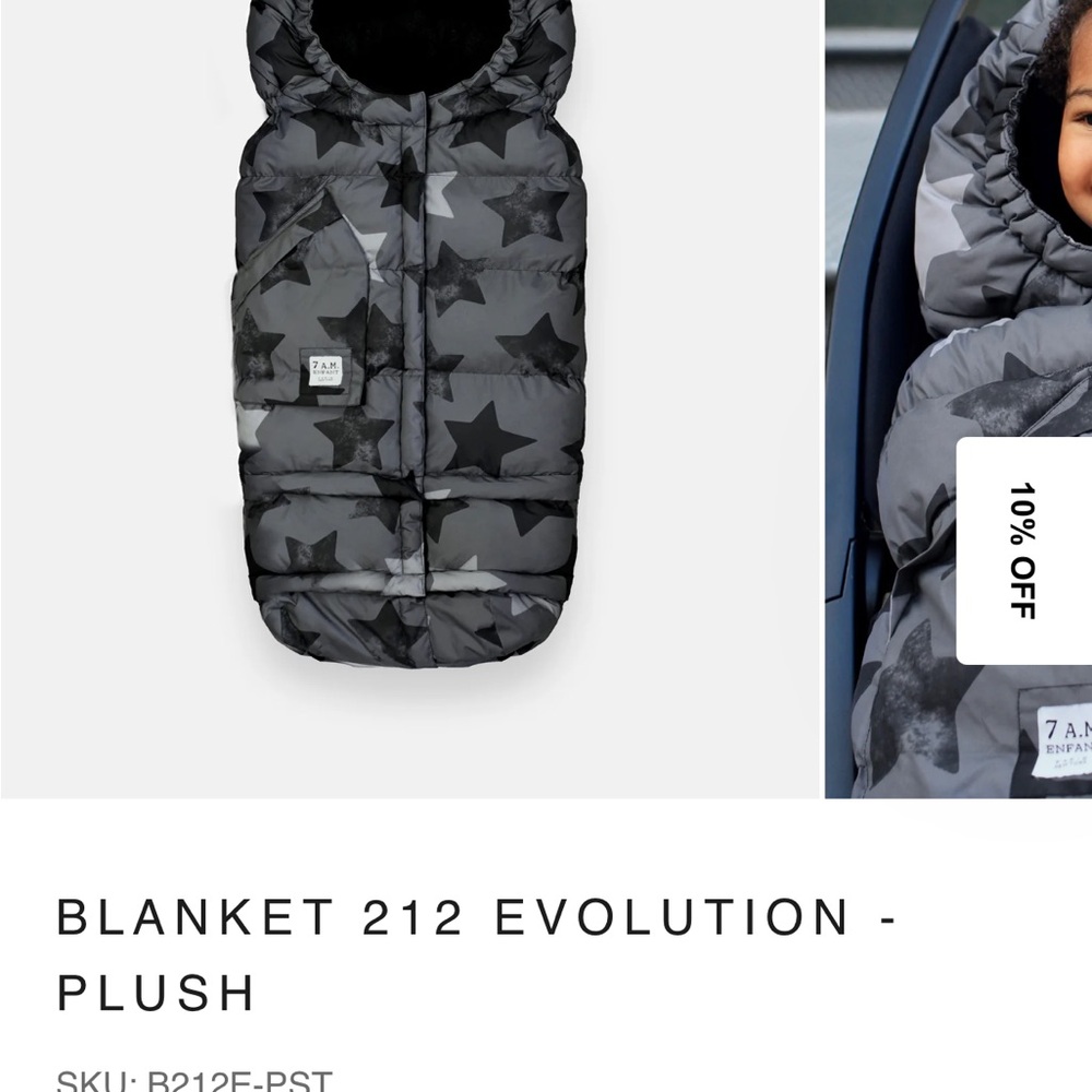 7AM Enfant Star Print Kids Blanket - Black and Gray